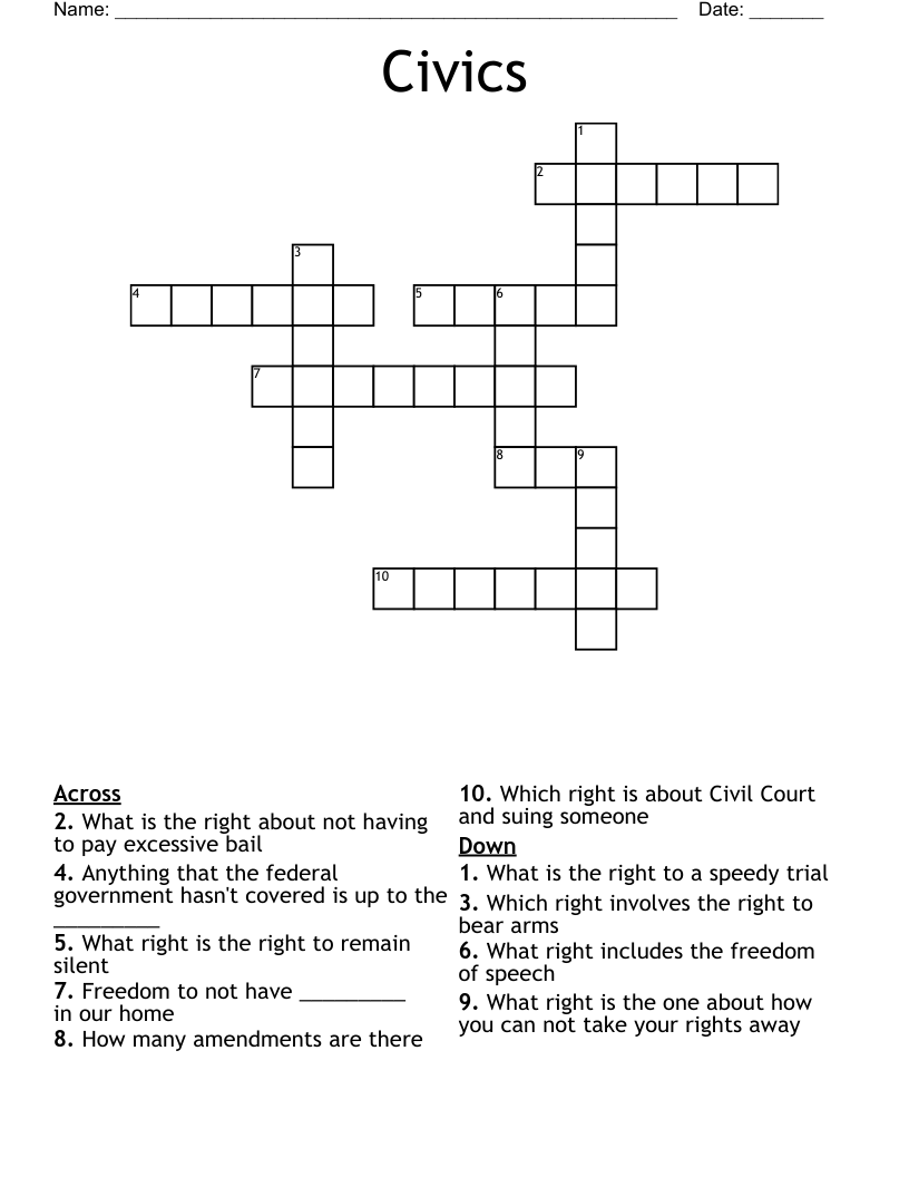 Civics Crossword