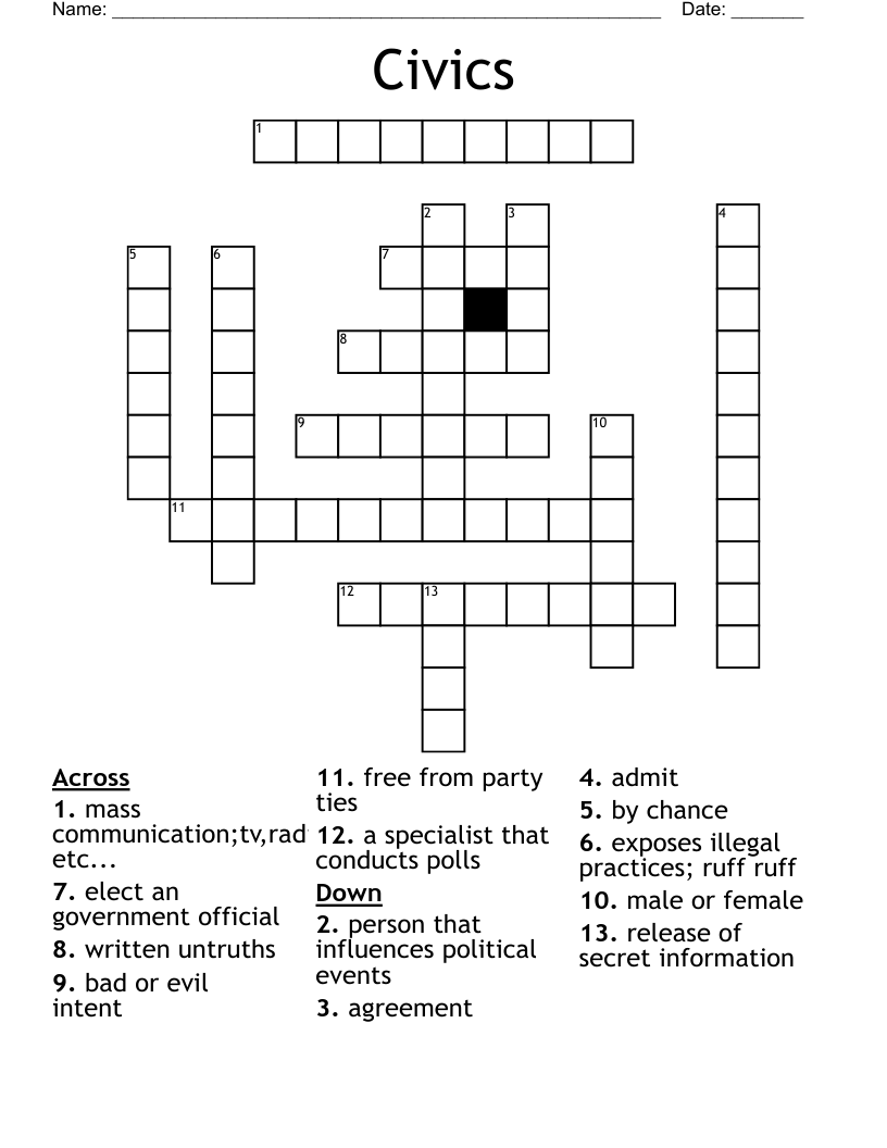 Civics Crossword