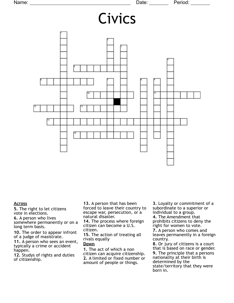 Civics Crossword