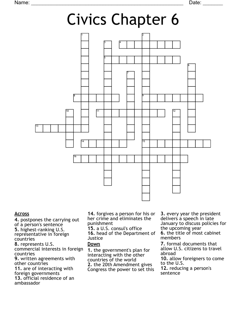 Civics Chapter 6  Crossword