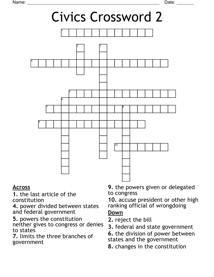 Civics Crossword 2