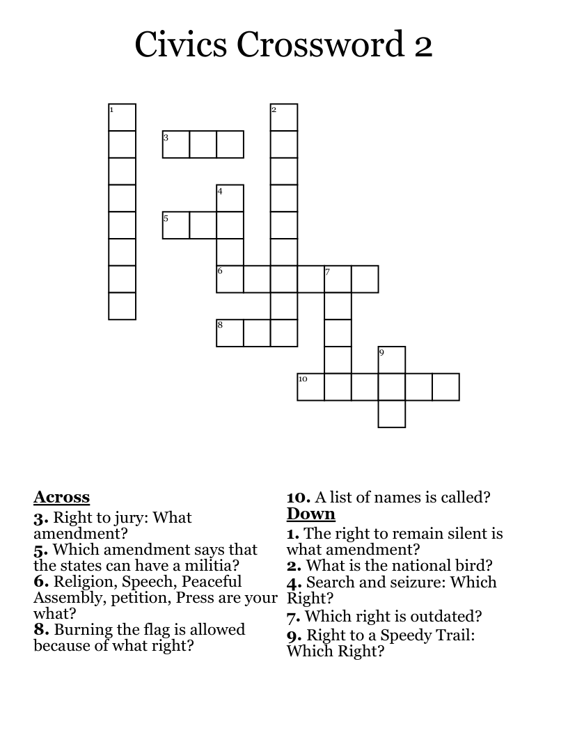 Civics Crossword 2