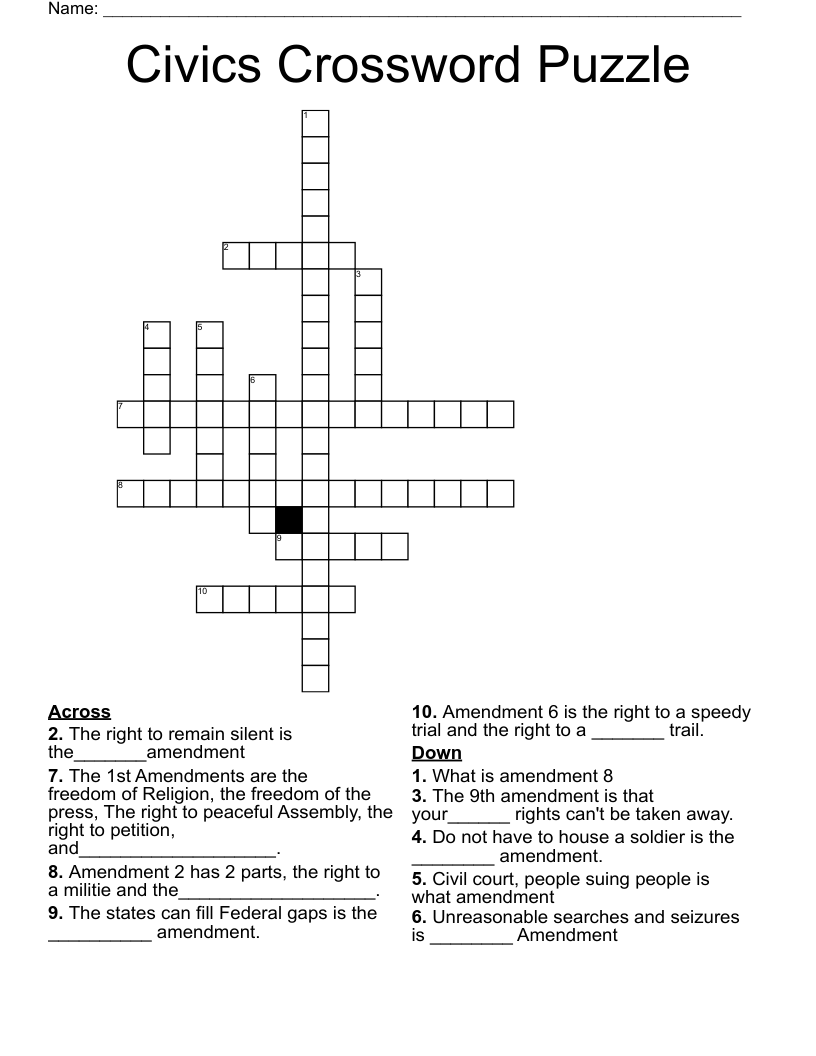 Civics Crossword Puzzle