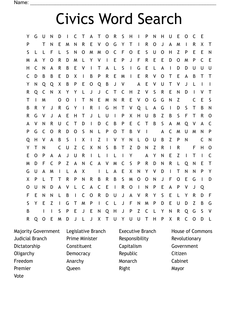 Civics Word Search