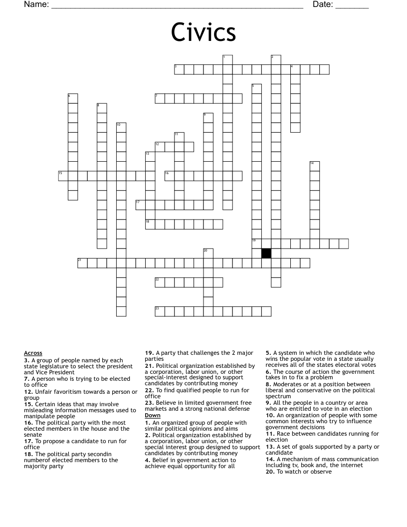 Civics  Crossword
