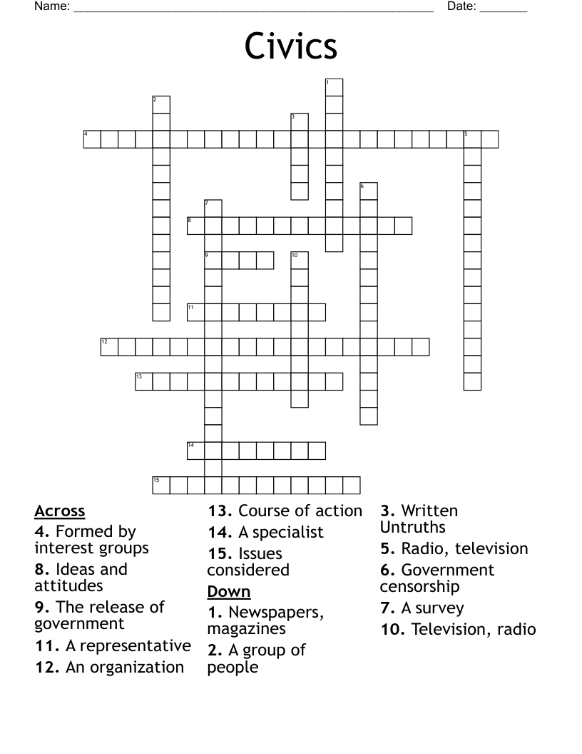 Civics  Crossword