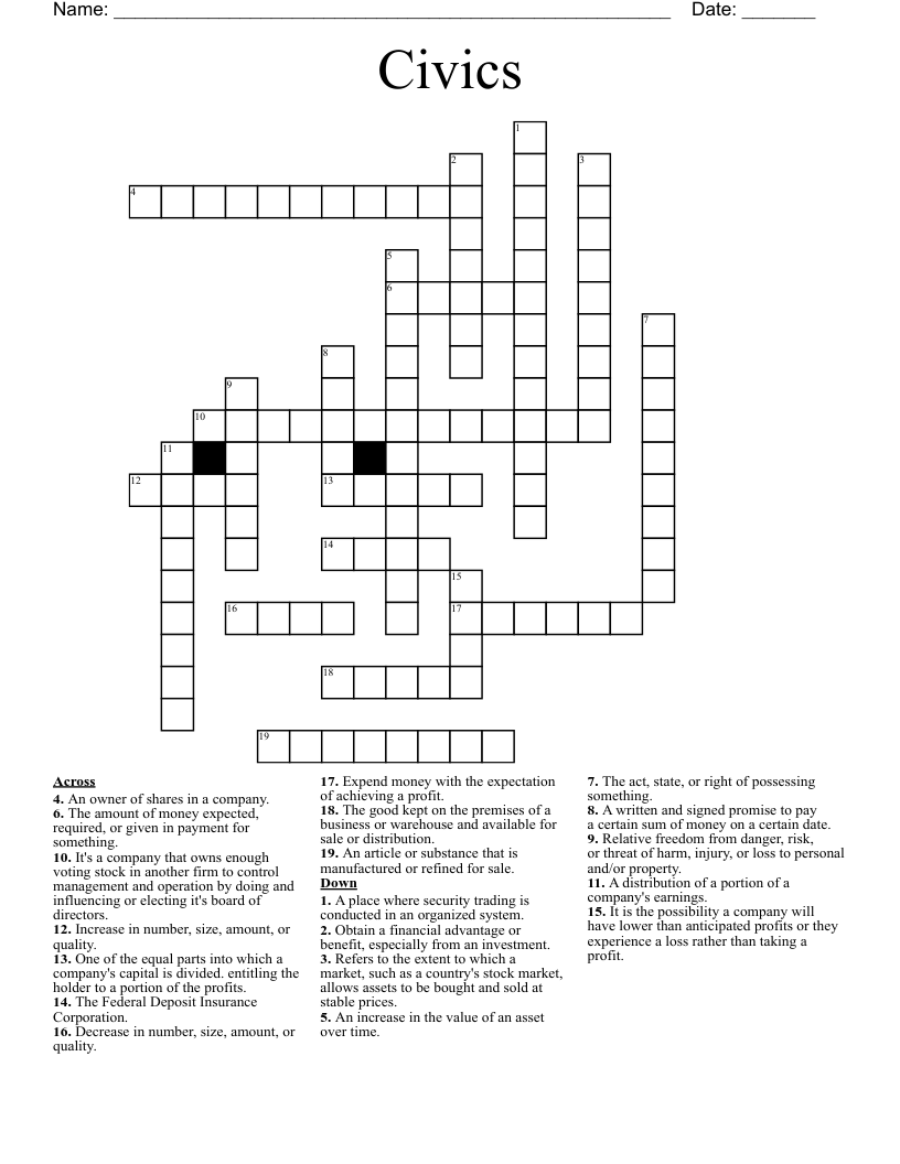 Civics  Crossword