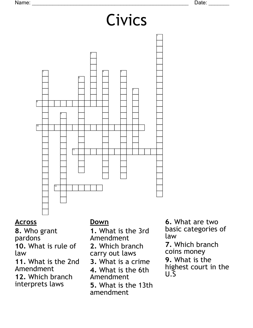 Civics  Crossword