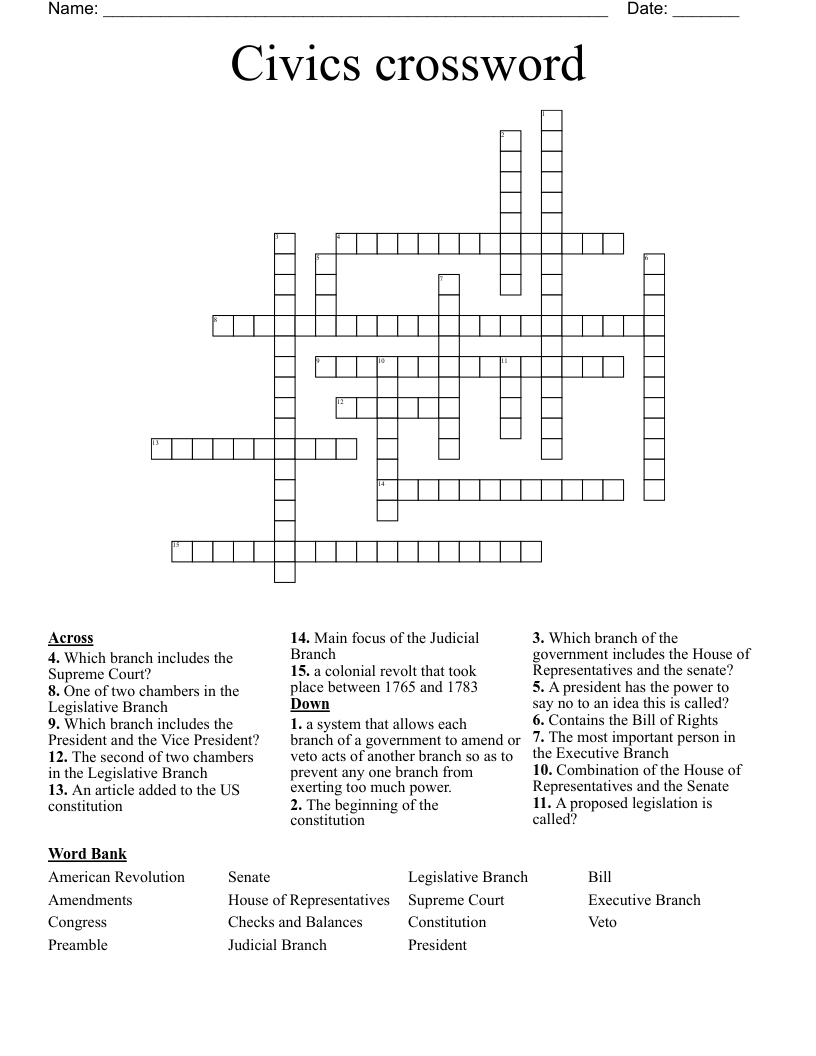 Civics crossword