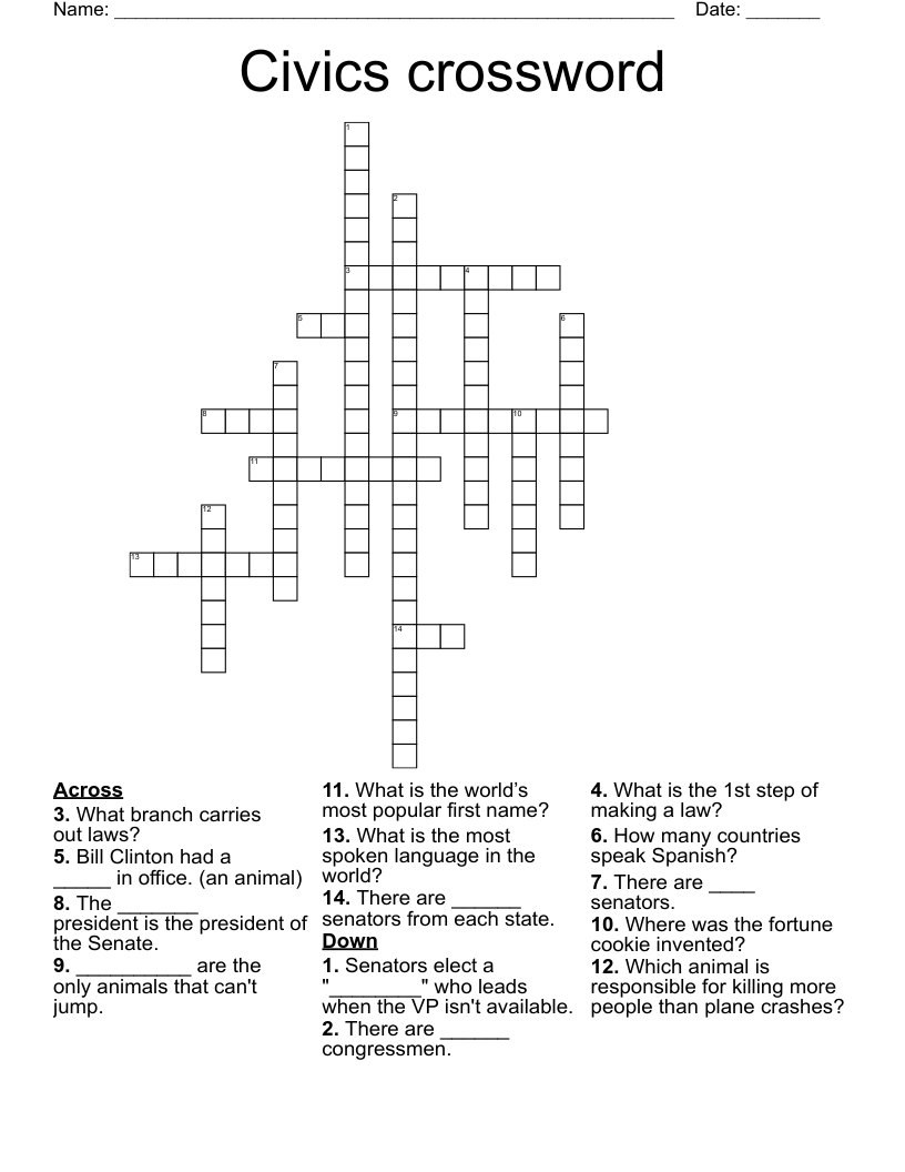 Civics crossword