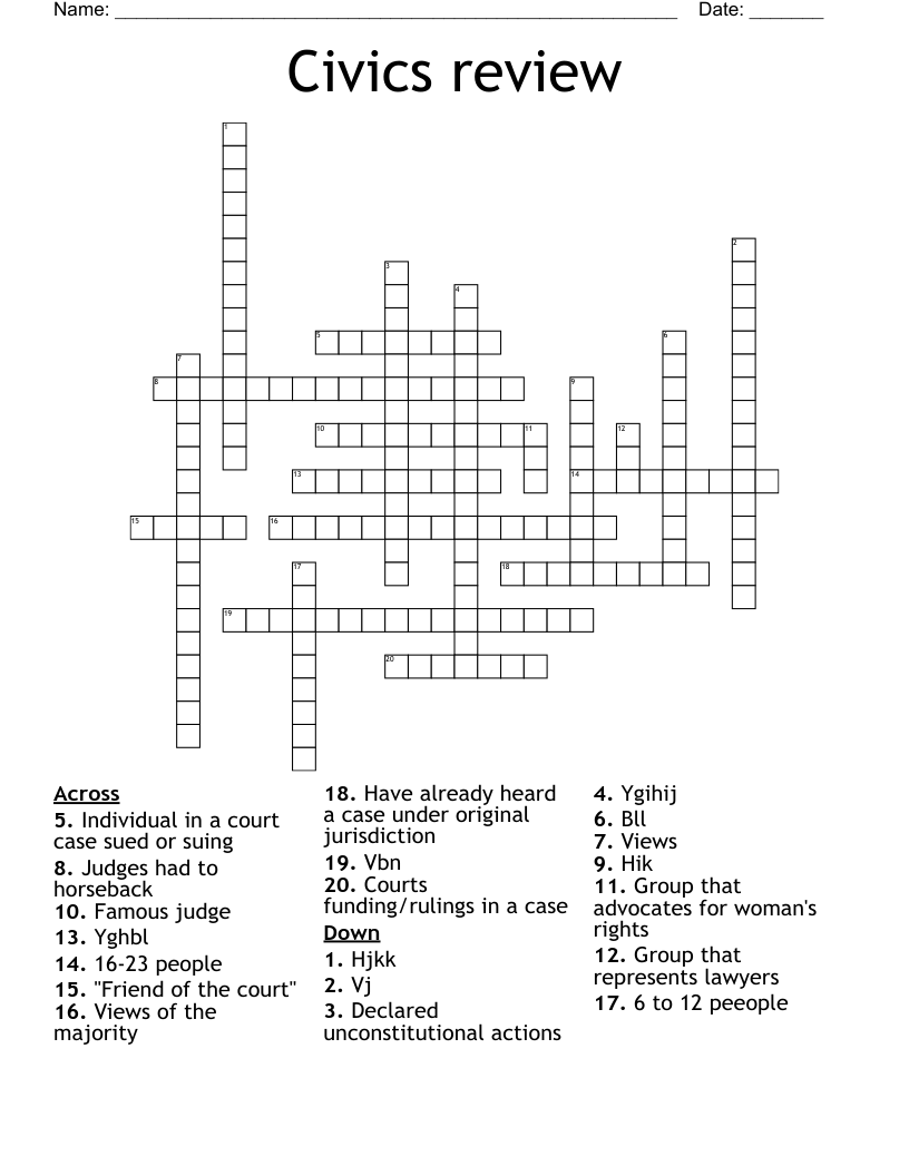 Civics review  Crossword