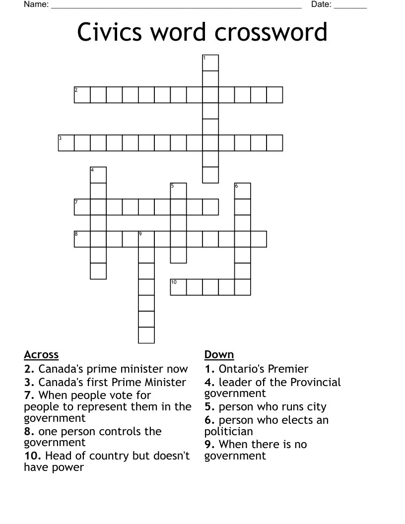 Civics word crossword