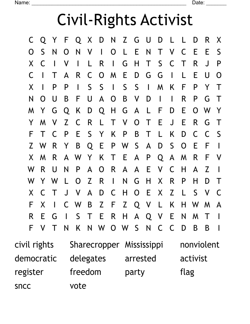 Civil-Rights Activist  Word Search