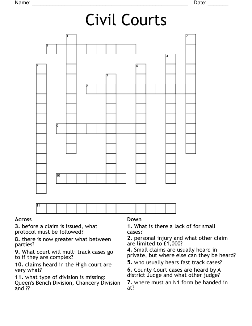 Civil Courts Crossword