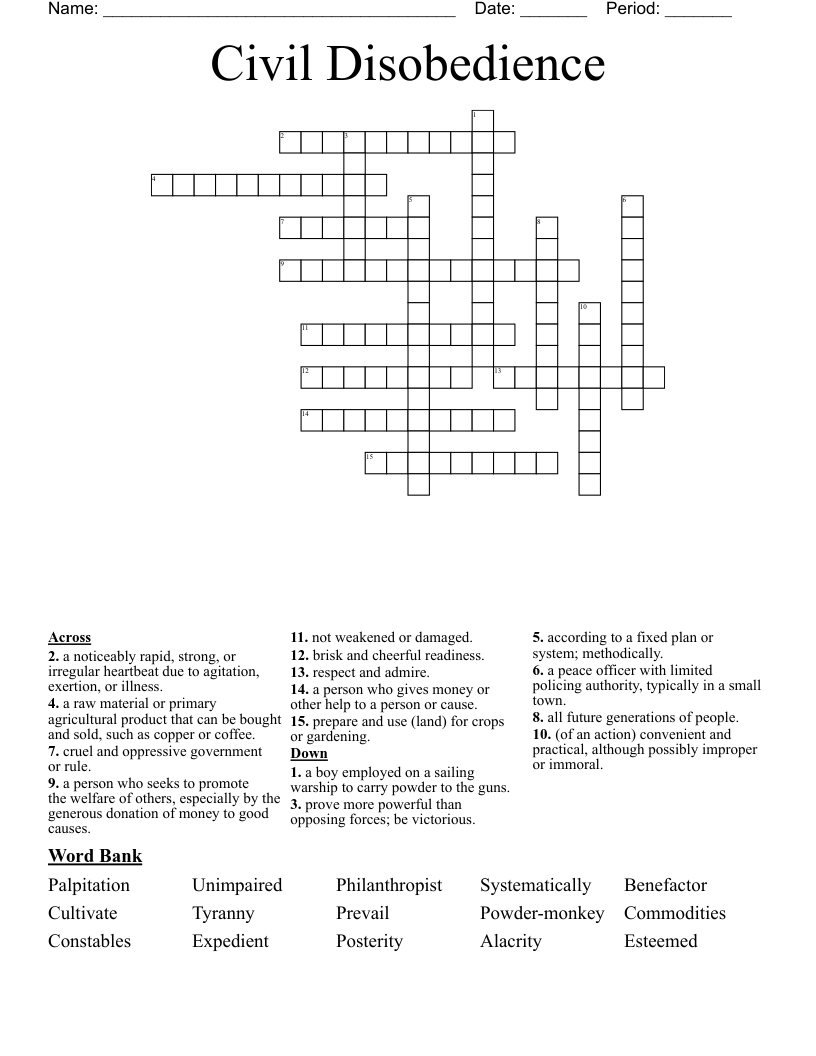 Civil Disobedience Crossword
