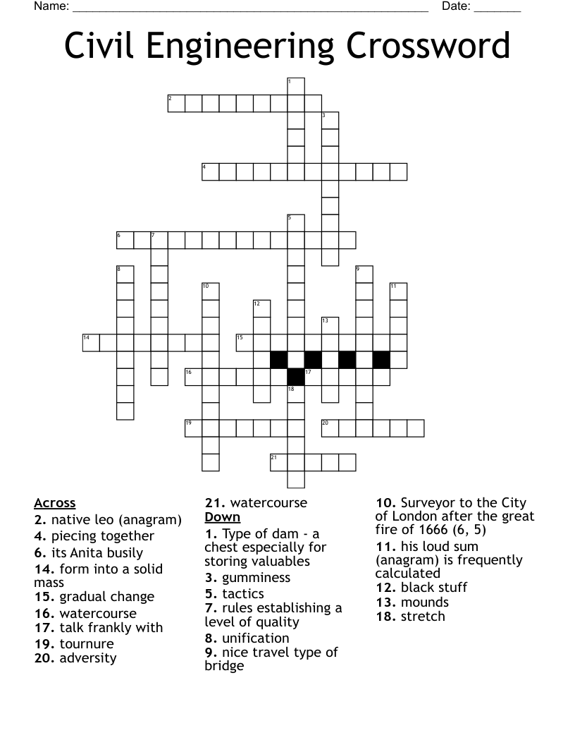 Civil Engineering Crossword