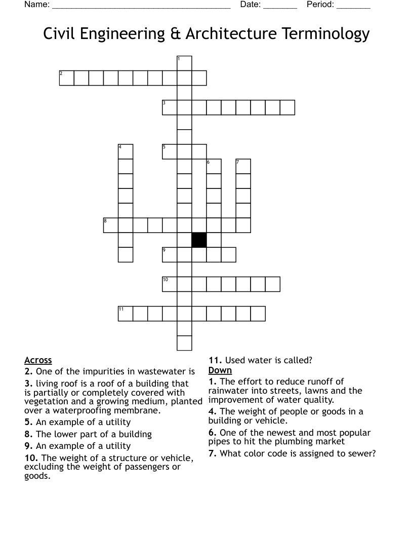 Civil Engineering & Architecture Terminology Crossword
