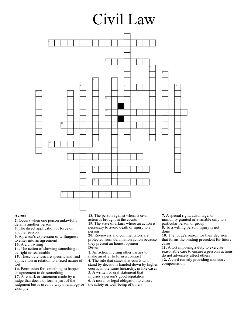 Civil Law Crossword