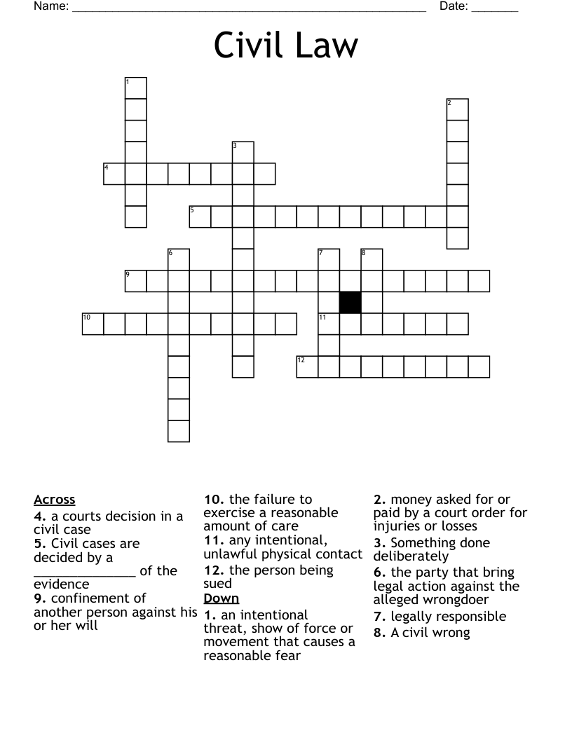 Civil Law Crossword
