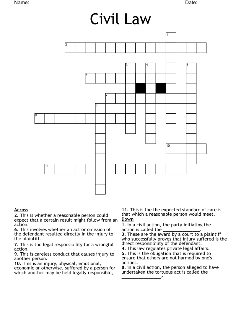 Civil Law Crossword