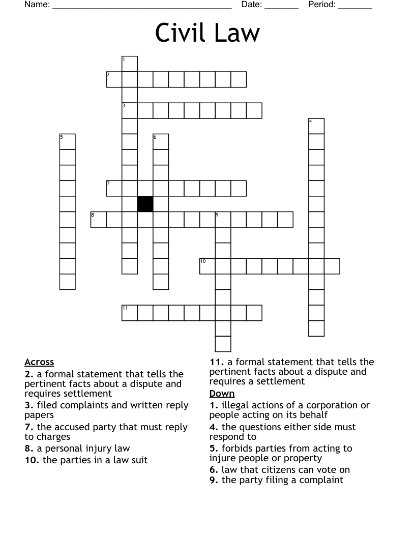 Civil Law Crossword