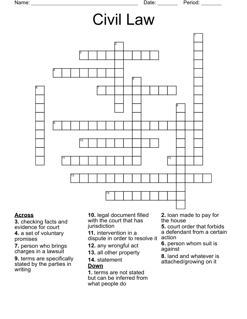 Civil Law Crossword