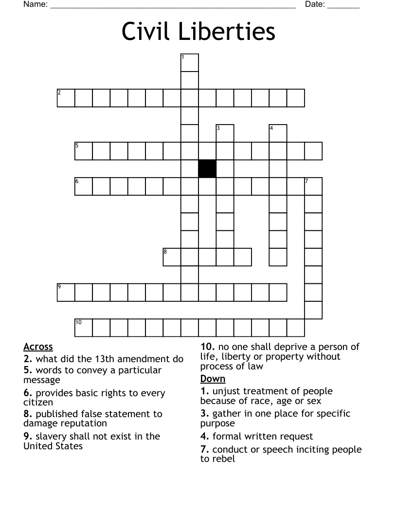 Civil Liberties Crossword