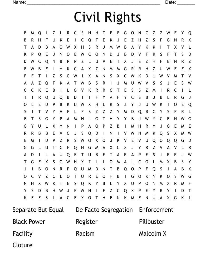 Civil Rights Word Search