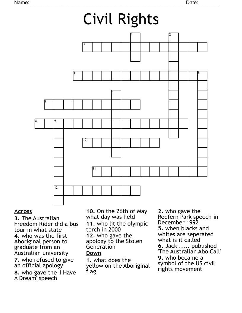 Civil Rights Crossword