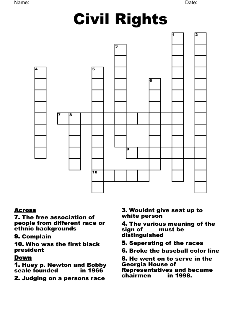 Civil Rights Crossword