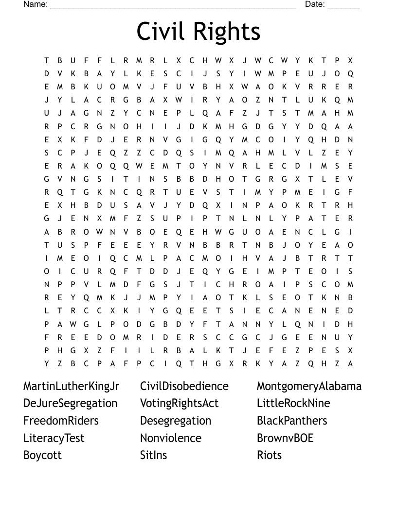 Civil Rights Word Search