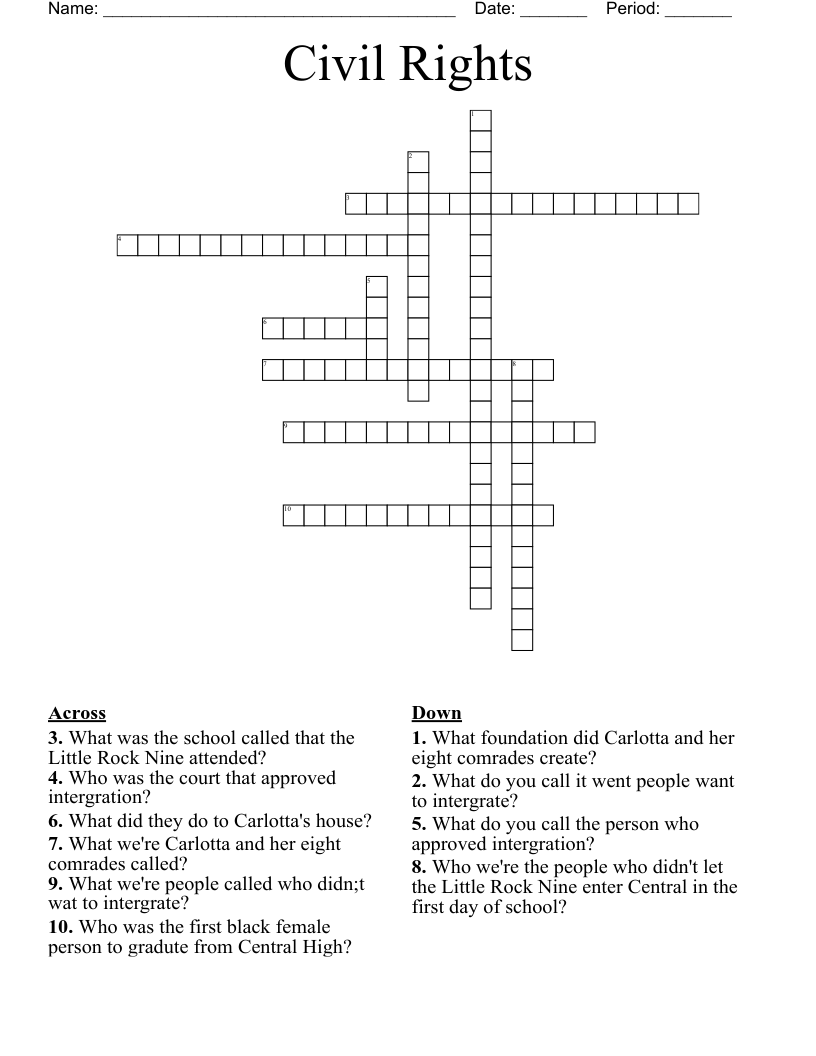Civil Rights Crossword