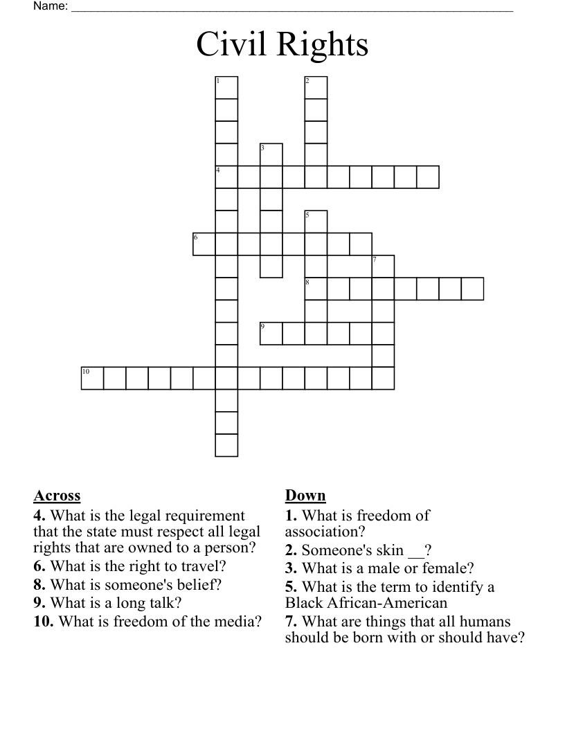 Civil Rights Crossword