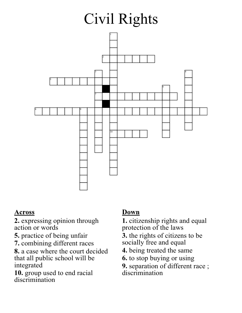 Civil Rights Crossword