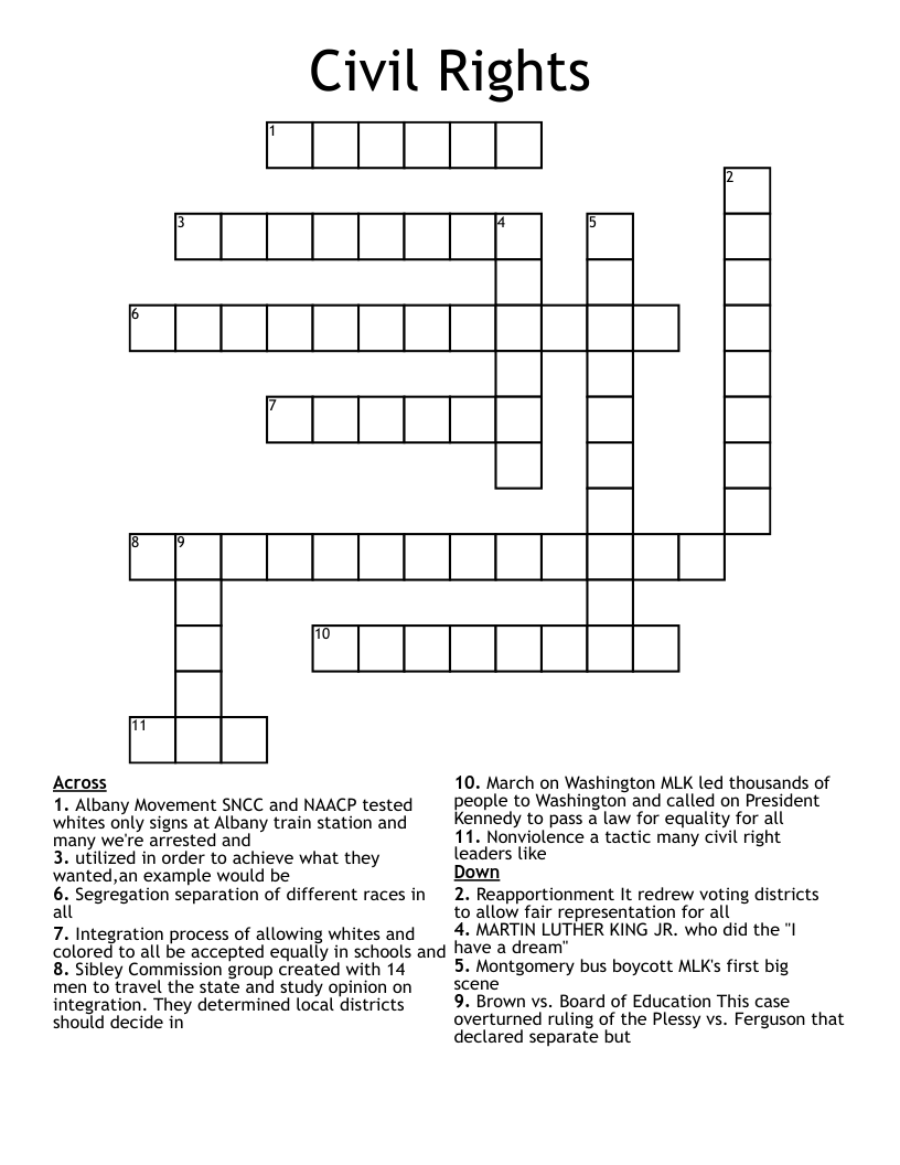 Civil Rights Crossword