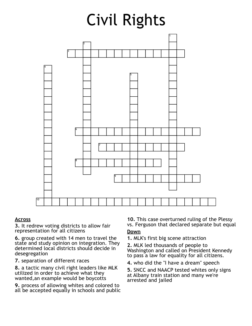 Civil Rights Crossword