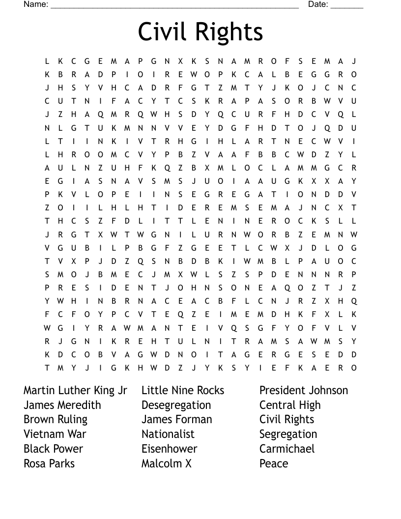 Civil Rights Word Search