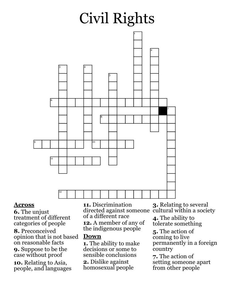 Civil Rights Crossword