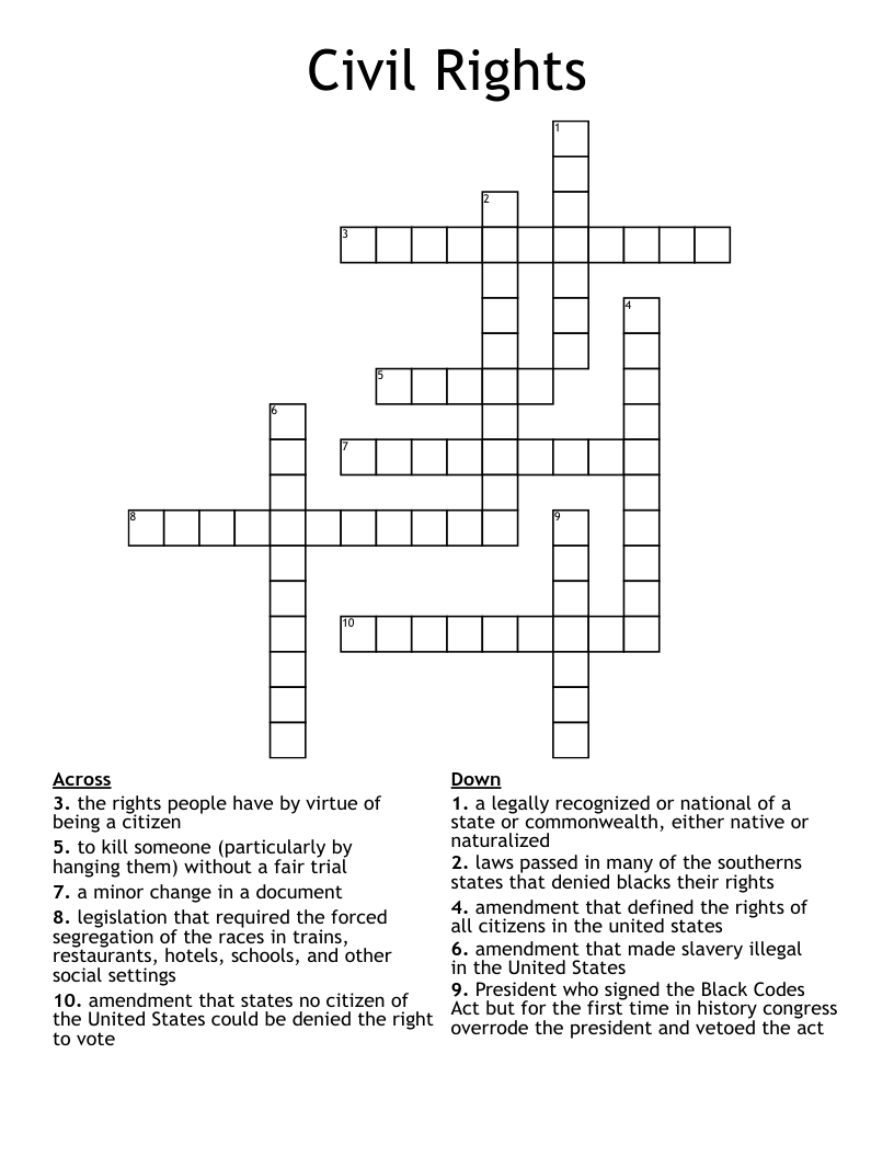 Civil Rights Crossword