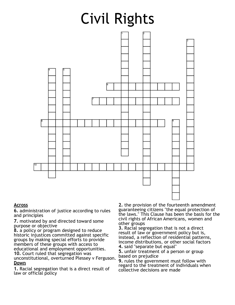 Civil Rights Crossword