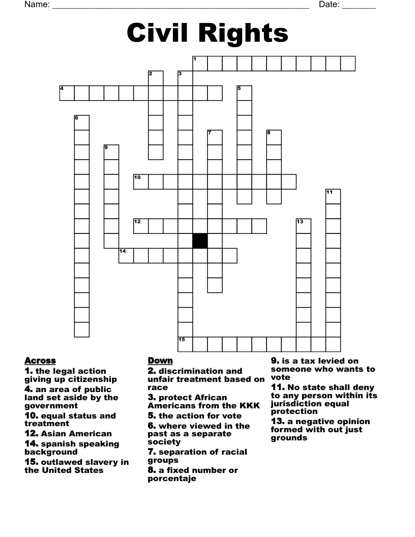 Civil Rights Crossword