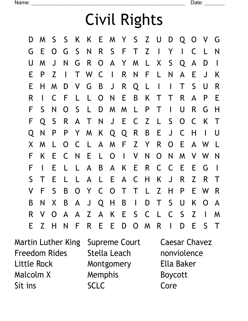 Civil Rights Word Search