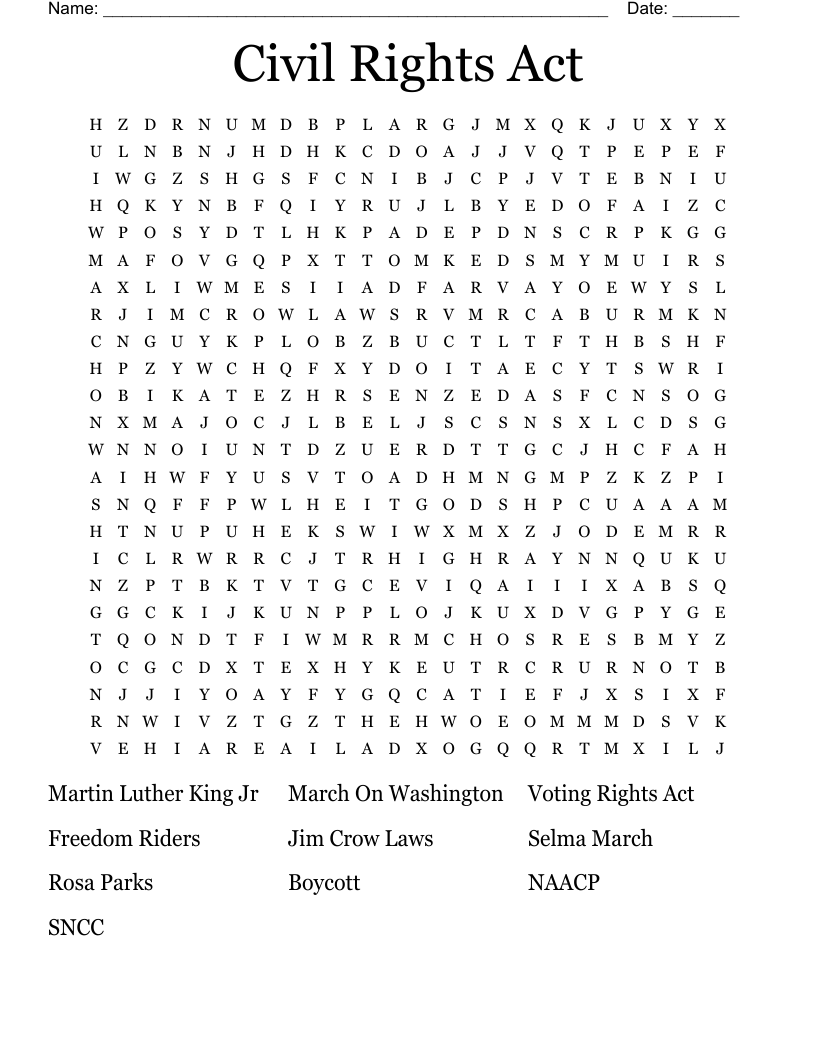 Civil Rights Act Word Search