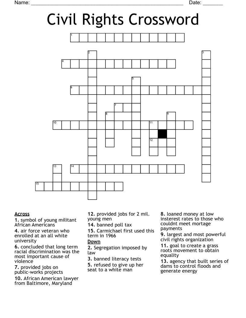 Civil Rights Crossword