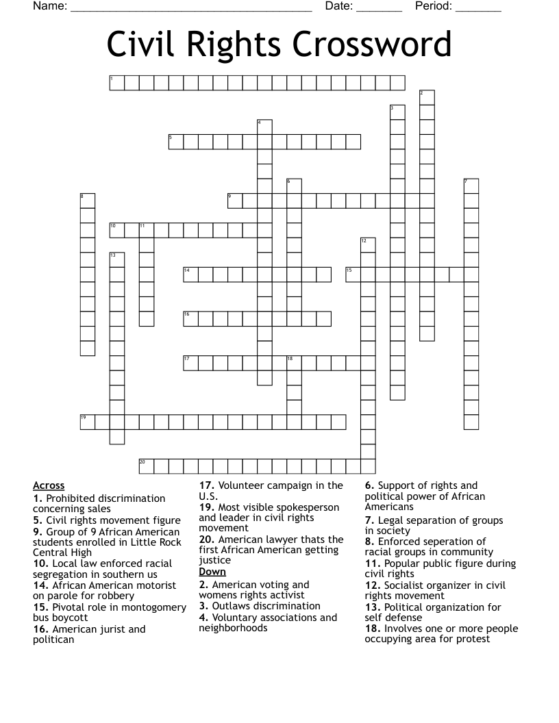 Civil Rights Crossword