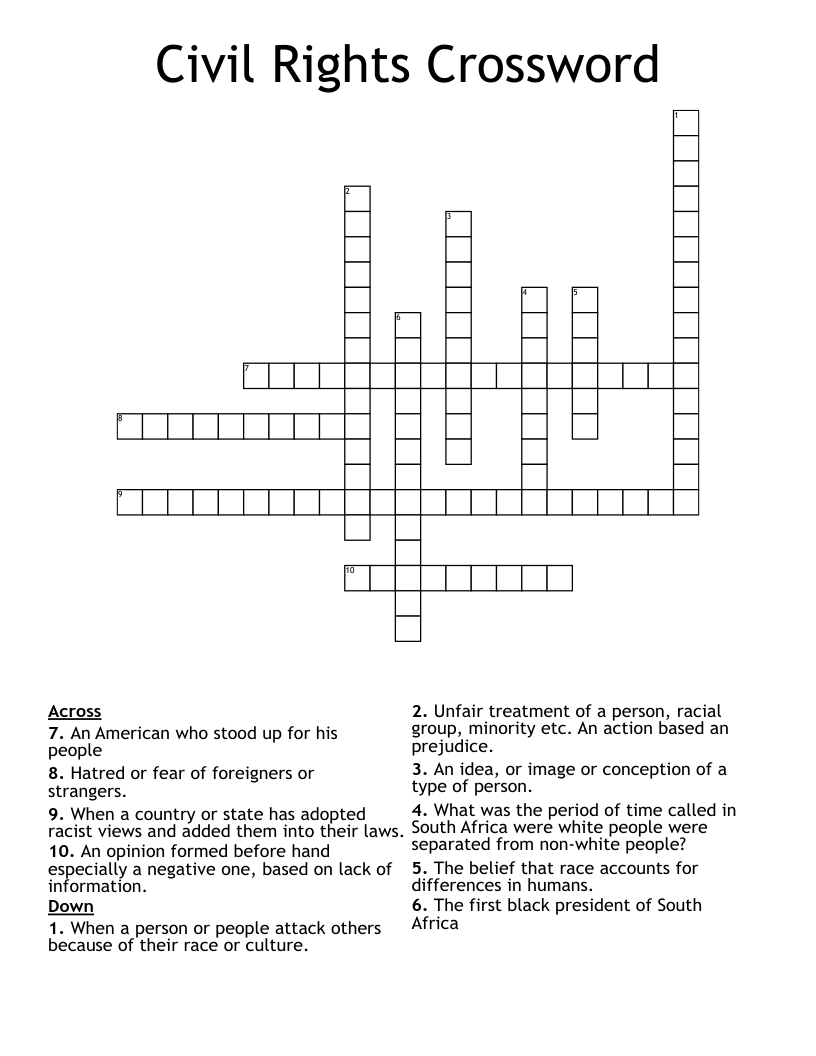 Civil Rights Crossword