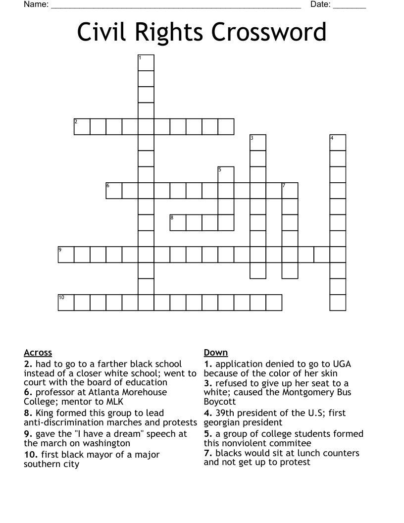 Civil Rights Crossword
