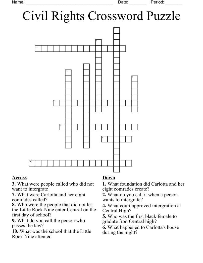Civil Rights Crossword Puzzle