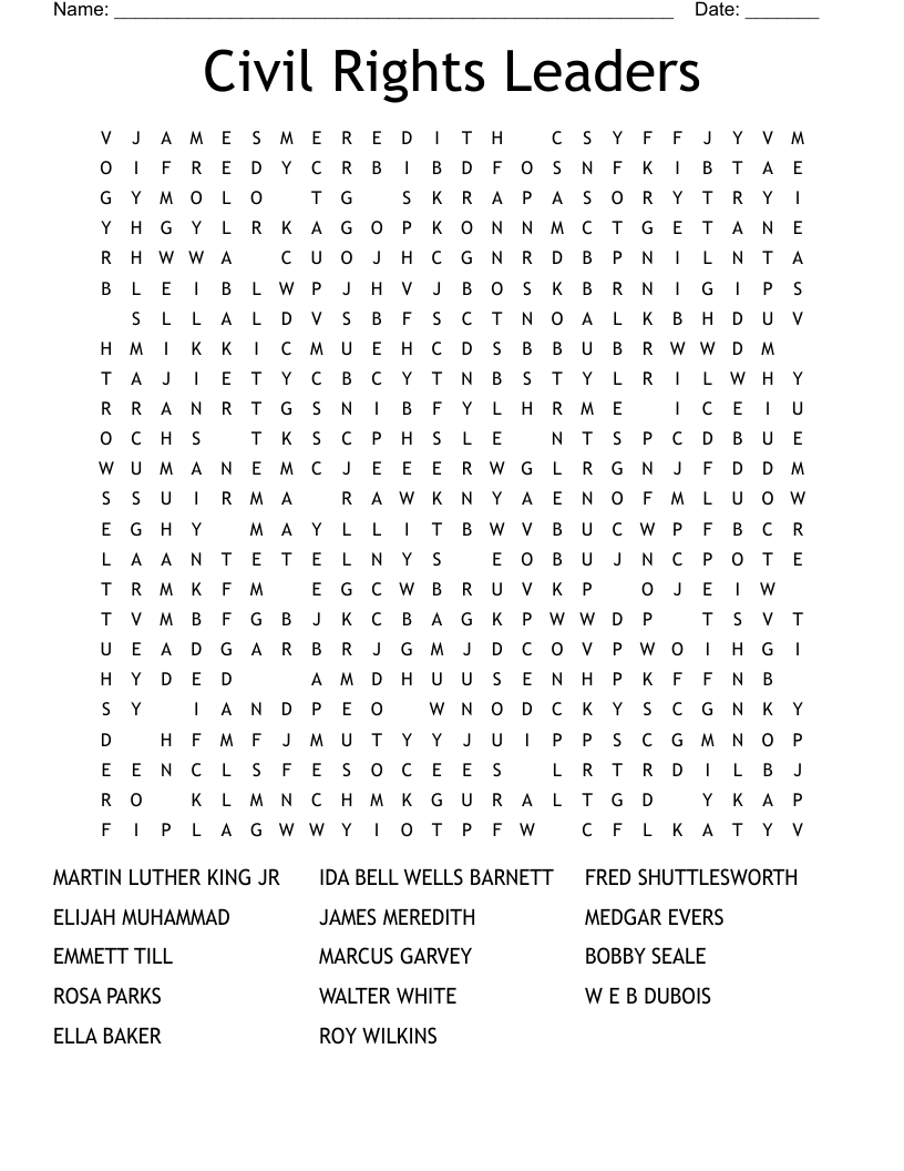 Civil Rights Leaders Word Search