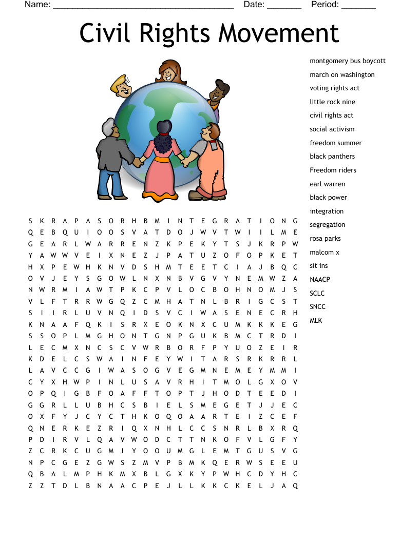 Civil Rights Movement Word Search